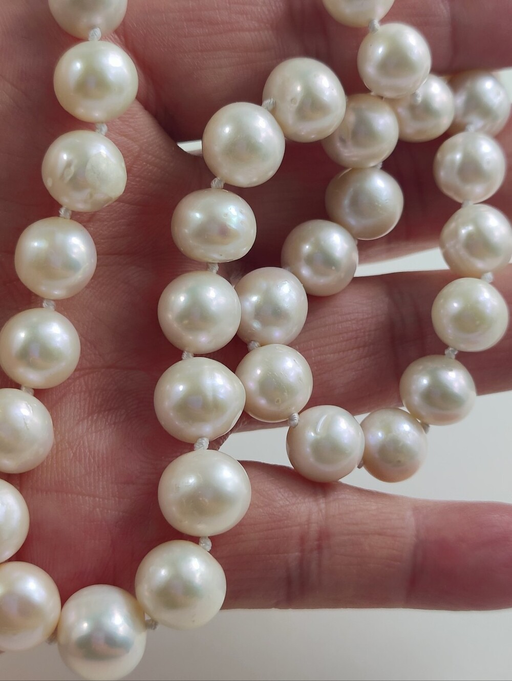 Freshwater Pearl Necklace 18" White Cream Baroque Pearl Strand Necklace - Picture 4 of 11